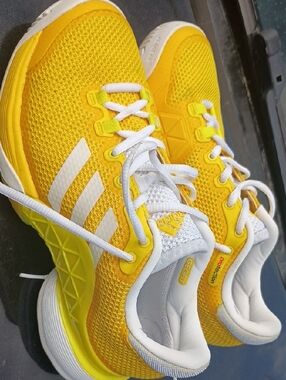adidas Yellow and White Mesh Athletic Sneakers
